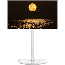 Підставка для телевізора RFIVER на підлогу для 81-165 см (32-65 дюймів) LED, LCD, OLED, плоских та вигнутих телевізорів, з поворотом ±25°, регулюванням висоти, міцною конструкцією до 40 кг, кабелеуправлінням, проста мармурова основа