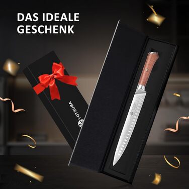 Японський кухонний ніж YOTSUBA 22 см - професійний ніж шеф-кухаря з високоякісної сталі, ергономічна ручка