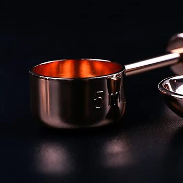 Wooden-handled measuring spoon, copper-coated, measuring cup, kitchen utensils, mixing scale, measuring spoon set
