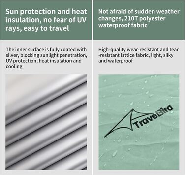 Гамак-намет для кемпінгу з москітною сіткою та сонцезахистом, 290x140 см, великий простір, багатофункціональний, легкий, з ременями для кріплення до дерева, підлоговий намет для відпочинку на природі, пішохідний туризм, зелений