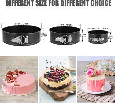 Набір форм для випічки: 3 шт. (11/18/23 см), сталеві, знімний дно, антипригарне покриття