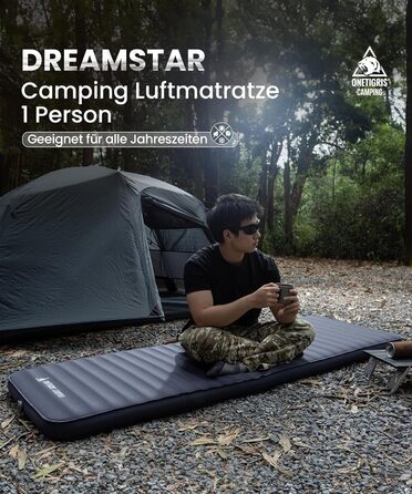 Надувний матрац OneTigris Dreamstar самонадувний (70x198 см) сірий для кемпінгу, подорожей та автомобіля