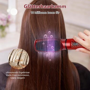 Фен-щітка 5 в 1 для волосся: стайлер, плойка, об'єм, для жінок, з Європокою (червоно-чорний)