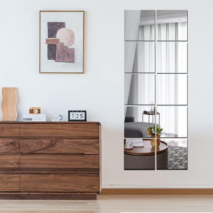 Дзеркало настінне повноекранне, акрилове, без рами, 40 x 100 см. Ідеально для дому, фітнесу та танців