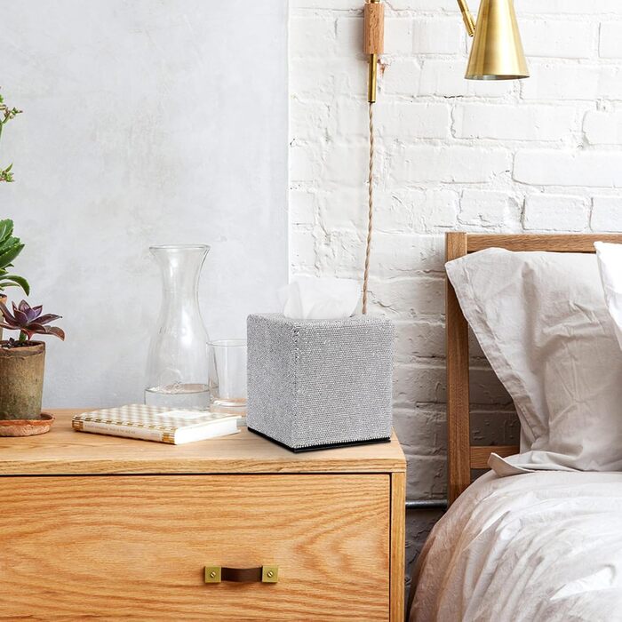 Квадратний тримач для серветок BTSKY з блискітками, декоративна кришка з діамантами та стразами, кубічний диспенсер для дому, ванної кімнати, туалетного столика