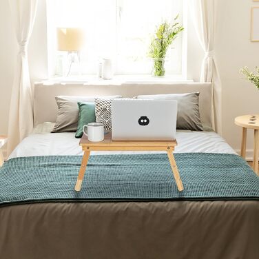 Столик для ноутбука Relaxdays, бамбуковий, регульований, з вентиляцією та ящиком, 1 шт.