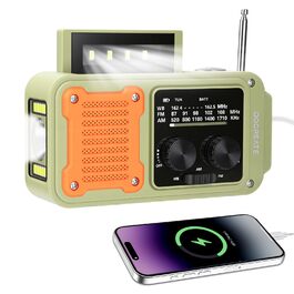 Радіо на механічній ручці Diymore 2000mAh з сонячною панеллю, FM/AM/WB, Power Bank, LED ліхтарик для кемпінгу, SOS сигнал, компас. Радіоприймач для екстрених ситуацій та відпочинку на природі, чорний