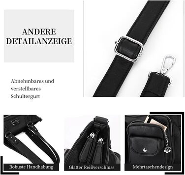 Сумка жіноча KL928 через плече, велика, чорна, PU шкіра, з багатьма відділеннями