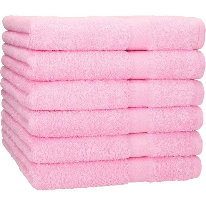Betz 6-Piece Bath Towel Set, Shower Towel, Palermo Size 70x140 cm, 100% Cotton, Rosé Color