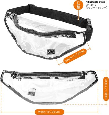 Вайб поясна сумка - універсальна нагрудна/стегнова сумка для чоловіків, жінок та дітей. Підходить для фестивалів, спорту, відпочинку та активного способу життя. Прозора модель.
