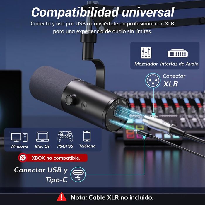 Професійний USB/XLR мікрофон TONOR TD510 AIR+H з кріпленням 