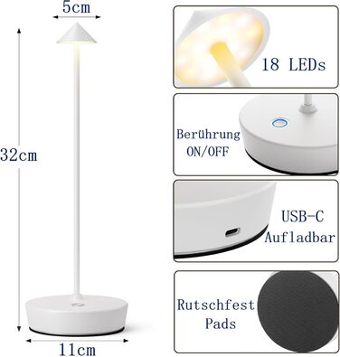 Бездротова LED лампа для кемпінгу та офісу: перезарядна настільна лампа з акумулятором 6000mAh, IP54, для внутрішнього та зовнішнього використання