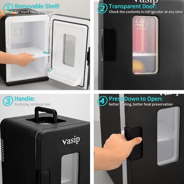 Міні-холодильник Vasip 15L з охолодженням та нагріванням, 220V/12V DC - для дому, офісу, кемпінгу та авто