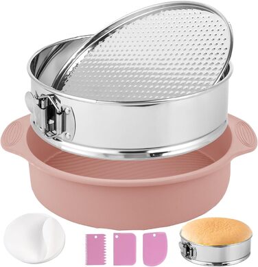 Форма для випічки Hikaproligt з нержавіючої сталі, Ø 26 см, кругла, з антипригарним покриттям та захистом від протікання, знімний дно, для чізкейків та тортів