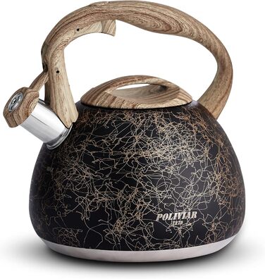 Електричний чайник Poliviar Moderne Induktion, 2.7L, нержавіюча сталь, чорне золото