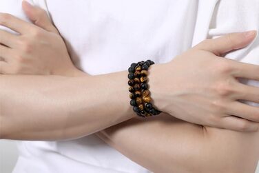 Чоловічі браслети з натурального каміння: тигрове око, лава, онікс, бірюза. Набір 3-4 шт.