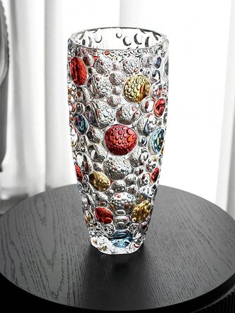 Ручна ваза з кришталевого скла з золотим візерунком, 30 см. Сучасна ваза для дому, весілля