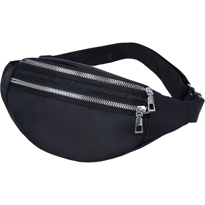 Чоловіча/Жіноча поясна сумка на пояс, водонепроникна, з PU шкіри, багатофункціональна, для спорту, подорожей, фестивалів (Чорний)