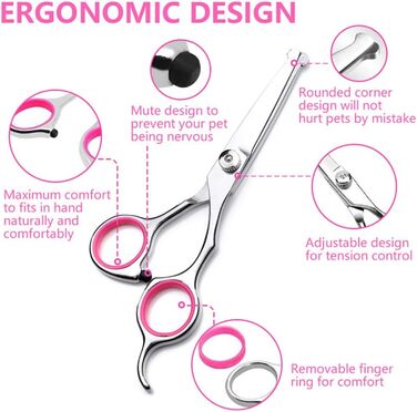 Професійна ножиця для грумінгу собак та котів, 6.5 дюймів, рожева