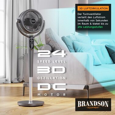 Вентилятор Standson 3D з DC мотором, тихий, енергоефективний, з пультом керування, 24 швидкості, осциляція