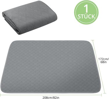 Водонепроникний килимок для собак TAIKURA, неслизький килимок для тварин, міцний килимок для котів, багаторазовий. Захист для дивану, ліжка, автокрісла. Можна прати в пральній машині (Темно-сірий, 76 x 190 см)