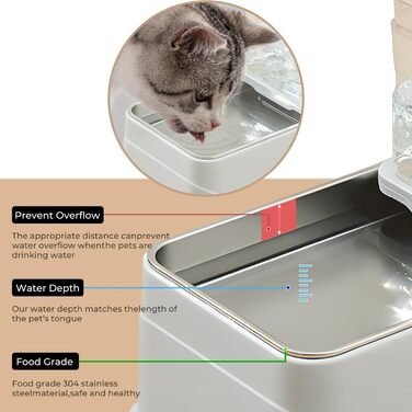 Автоматичний дозатор корму для собак 7L (2 шт.) з нержавіючою мискою, регульована висота, XXL, для великих собак та котів Maine Coon