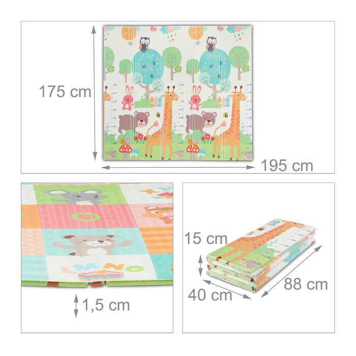 Relaxdays Foldable Play Mat - Animals
