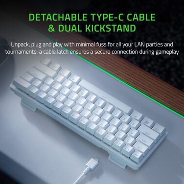 Клавіатура Razer Huntsman Mini (Red Switch) - Компактна ігрова клавіатура 60% (Lineare оптичні перемикачі, Doubleshot PBT-клавіші, знімний USB-C кабель) QWERTY US-розкладка | Mercury White Huntsman Mini Mercury Ed. QWERTY US-розкладка Red Linear Switch