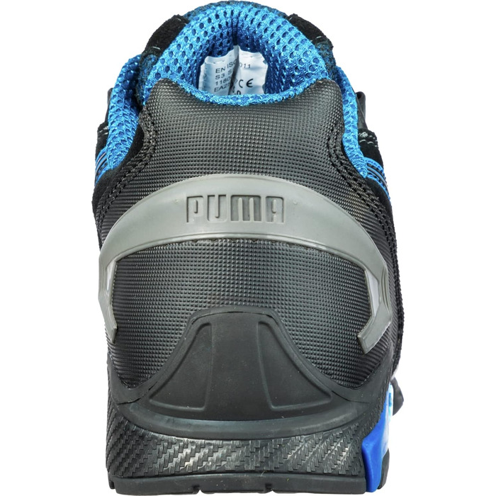 Робоче взуття PUMA SAFETY RIO BLACK LOW S3 SRC чорне, синьо-чорне для чоловіків, 43 EU, з алюмінієвою захисною капою та захистом від проколів