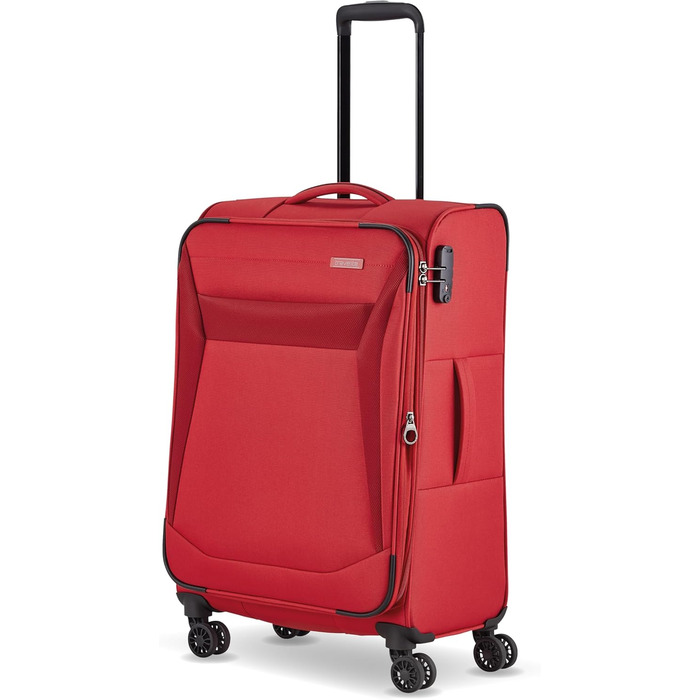 Travelite 4-Wheel Luggage Size L, Softshell, Chios Luggage Series with Expandable Accordion and Edge Protection, Trolley with Timeless Design, 78 cm, 90-97 Liters (Trolley Carry-on (55 cm), Red)