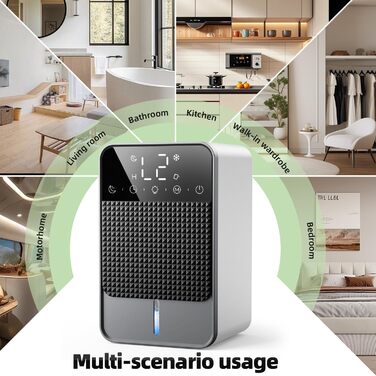 Зволожувач повітря 1800 мл з функцією відтавання (<5 °C), таймером 2-12 годин, режимом сну та 7-кольоровою LED-індикацією. Підходить для спалень, ванних кімнат та шаф (700 мл/24 год)