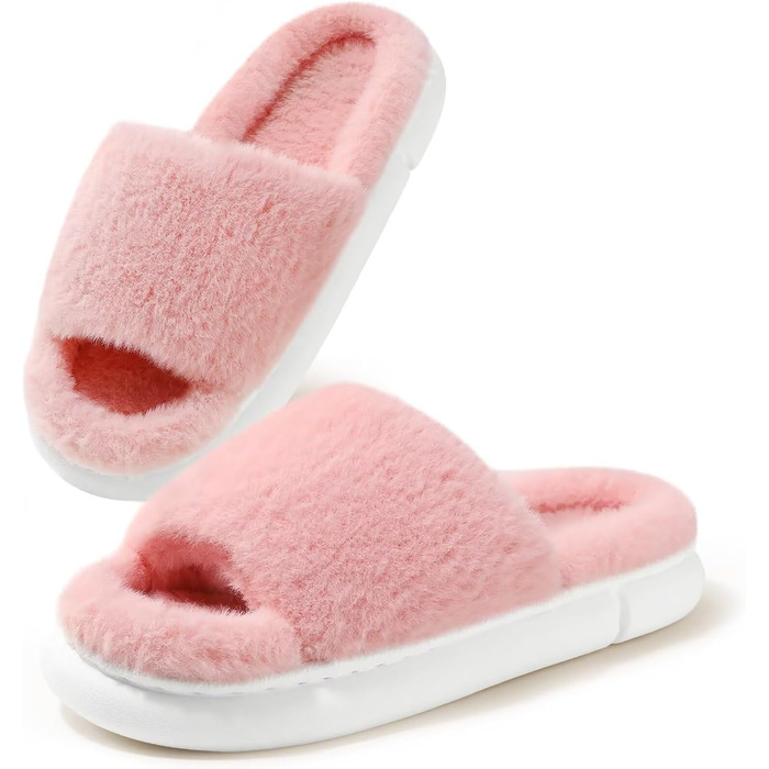 Жіночі плюшеві домашні тапочки з м'якою піною Memory Foam та штучним хутром (Рожеві, 42/43 EU)