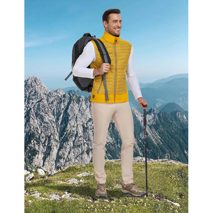 Little Donkey Andy Легка пухова жилетка для чоловіків. Тепла безрукавна куртка для активного відпочинку, туризму, бігу (M, жовто-бурштиновий)