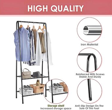 Стійка для одягу на коліщатках, чорна - для зберігання одягу