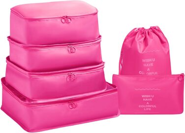 Органайзер для валізи OSDUE, набір 6 шт., Packing Cubes, водонепроникні сумки для одягу, туристичний органайзер, рожевий колір