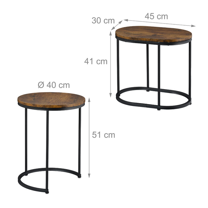 Relaxdays Set of 2 Side Tables - Industrial Design