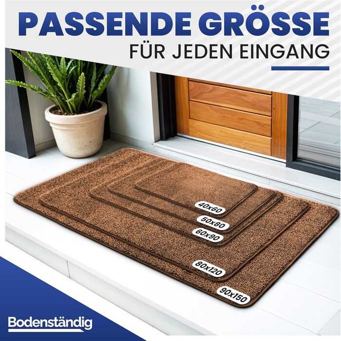 Килимок придверний Mibao SoftStep Luxus 60x90 см, коричневий - антиковзкий, вологопоглинаючий, для дому та коридору, машинне прання