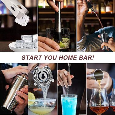 Набір для коктейлів, нержавіюча сталь, 750 мл, 12 предметів, професійний барний аксесуар для дому та бару