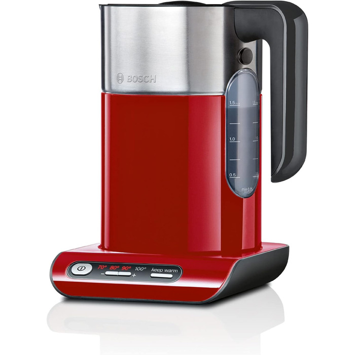 Bosch Kettle Styline TWK8614P, automatic shut-off, overheat protection, temperature selection, keep-warm function, 1.5 L, 2400 W, red