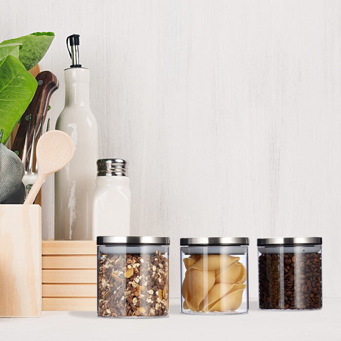Relaxdays Storage Jars, Set of 3, each 380 ml