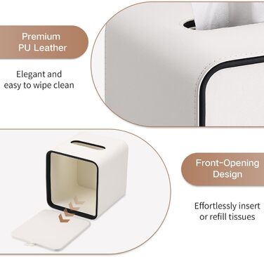 Скріпка для серветок GORESE, шкіряна, квадратна, біла (15x15x15.8 см)