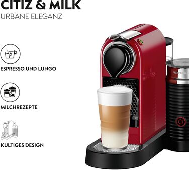 Кавомашина капсульна Nespresso Krups XN7615 Citiz&Milk, 1260 Вт, 1 л, 19 Бар, червона