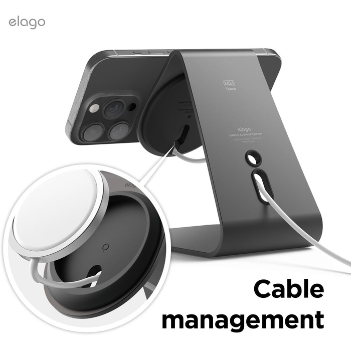 Підставка для зарядки MagSafe Elago MS4, Алюмінієва, сумісна з iPhone 17/16/15/14/13/12, Standby Mode (iOS 17), чорний [Зарядний пристрій не входить до комплекту]