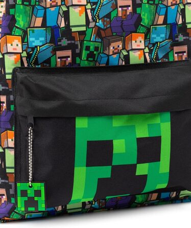 Рюкзак Minecraft для хлопчиків: ігровий рюкзак з принтом Creeper, Zombie, Skeleton, Enderman та Cave Spider | Для школи, подорожей, геймінгу, одноденних поїздок. Чорний колір