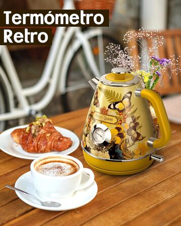 Hazel Quinn Kettle Retro Vintage Design Stainless Steel, BPA-Free, Automatic Shut-Off, Water Temperature Indicator, Strix Controller, Boil-Dry Protection, 2200 W, Floral Print