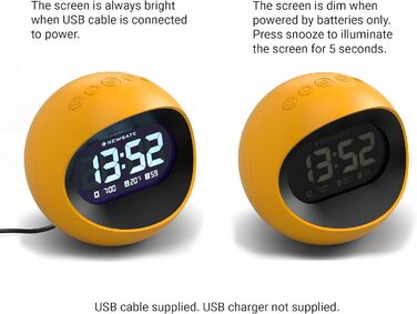 NEWGATE® Digital Centre of the Earth Alarm Clock (Yellow with Black LCD Display) Yellow