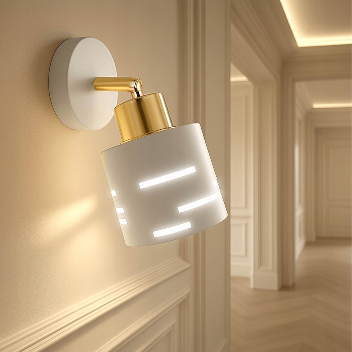 Настінний світильник 2в1 та підвісна стельова лампа E27, біло-золотий гламур