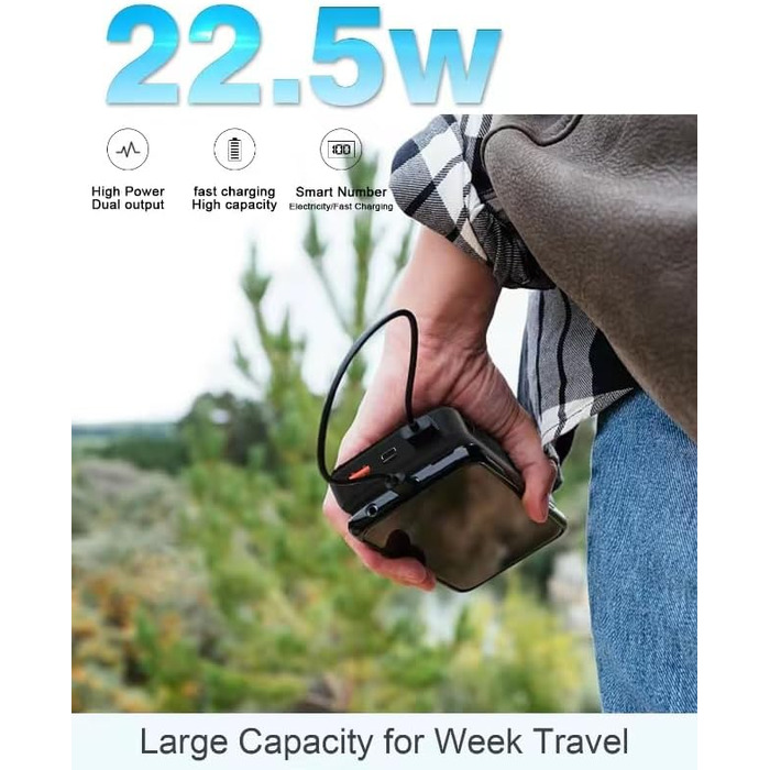 Power Bank 27000mAh 22.5W PD3.0 QC4.0 USB-C: Зовнішній акумулятор для смартфонів, планшетів та інших пристроїв з LCD дисплеєм