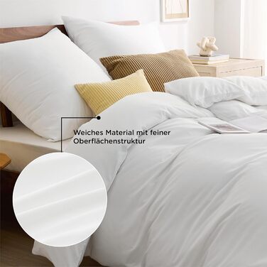 BEDSURE Комплект постільної білизни 135x200 см, 4 шт. (2 наволочки 80x80 см, 2 простирадла 135x200 см), білий, поліестер мікрофібра, ÖKO-TEX, з блискавкою