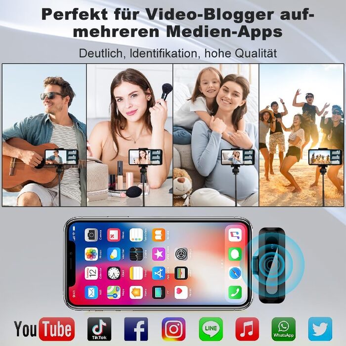 Беспроводной петличный микрофон Aohcae для iPhone и Android - для видеоблогинга, Facebook Live, TikTok